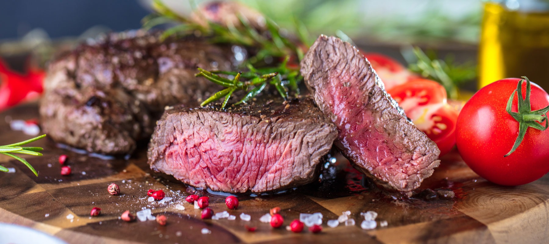 Dining - Steak cut open to reveal its juicy, tender inside